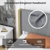 Giantex Twin Bed Frames with Wingback Headboard, Modern Linen Upholstered Platform Bed with Wooden Slats Support, No Box Spring Needed, Twin Bed Frames for Kids, Grey(Diagonal Channel Tufting)