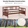 Giantex Twin Daybed Frame, Wooden Sofa Bed Guest Bed with Rails & Wood Slat Support, Dual-use Twin Size Platform Bed Frame for Living Room Bedroom, No Box Spring Needed, Cherry(Cherry)
