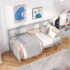 Giantex Twin Daybed Frame, Wooden Sofa Bed Guest Bed with Rails & Wood Slat Support, Dual-use Twin Size Platform Bed Frame for Living Room Bedroom, No Box Spring Needed, Cherry(Grey)