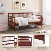 Giantex Twin Daybed Frame, Wooden Sofa Bed Guest Bed with Rails & Wood Slat Support, Dual-use Twin Size Platform Bed Frame for Living Room Bedroom, No Box Spring Needed, Cherry(Cherry)