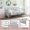 Giantex Twin Daybed Frame, Wooden Sofa Bed Guest Bed with Rails & Wood Slat Support, Dual-use Twin Size Platform Bed Frame for Living Room Bedroom, No Box Spring Needed, Cherry(Grey)