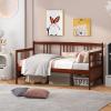 Giantex Twin Daybed Frame, Wooden Sofa Bed Guest Bed with Rails & Wood Slat Support, Dual-use Twin Size Platform Bed Frame for Living Room Bedroom, No Box Spring Needed, Cherry(Cherry)