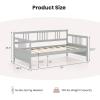 Giantex Twin Daybed Frame, Wooden Sofa Bed Guest Bed with Rails & Wood Slat Support, Dual-use Twin Size Platform Bed Frame for Living Room Bedroom, No Box Spring Needed, Cherry(Grey)
