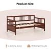 Giantex Twin Daybed Frame, Wooden Sofa Bed Guest Bed with Rails & Wood Slat Support, Dual-use Twin Size Platform Bed Frame for Living Room Bedroom, No Box Spring Needed, Cherry(Cherry)