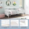 Giantex Twin Daybed Frame, Wooden Sofa Bed Guest Bed with Rails & Wood Slat Support, Dual-use Twin Size Platform Bed Frame for Living Room Bedroom, No Box Spring Needed, Cherry(White)