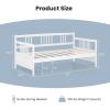 Giantex Twin Daybed Frame, Wooden Sofa Bed Guest Bed with Rails & Wood Slat Support, Dual-use Twin Size Platform Bed Frame for Living Room Bedroom, No Box Spring Needed, Cherry(White)