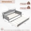 Giantex Twin Daybed with Trundle, Solid Wood Day Bed with Slats Support, Integrated Headboard & Armrests, Modern Trundle Bed Twin for Living Room, Bedroom, Guest Room, No Box Spring Needed, Grey(Grey)