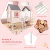Giantex Twin House Bed Frame, Kids Low Loft Bed Frame with Roof, Side Windows & Ladder, Wooden Slatted Support Playhouse Bed for Girls, Boys, Teens, No Box Spring Needed, White