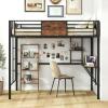 Giantex Twin Loft Bed with Desk – Heavy-Duty Metal Bed Frame w/Safety Guardrail, Ladder & Storage Shelf, 485 LBS Load, Space-Saving Lofted Twin Bed with Stairs for Teens Adults, No Box Spring Needed