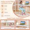 Giantex Twin Loft Bed with Desk & Bookcase, Solid Wood Loft Bed Frame w/Safety Guardrails & Ladder, Space-Saving Twin Size Bed Frame with Storage for Home Dorm Apartment, No Box Spring Needed, White