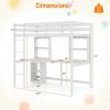 Giantex Twin Loft Bed with Desk & Hutch, Wooden Loft Bed w/LED Light & Charging Station, Safety Guardrails & Ladder, Twin Bed Frame w/Storage Shelves for Dorm, Apartment, No Box Spring Needed, White