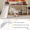 Giantex Twin Loft Bed with Slide, Metal Low Bunk Bed w/Safety Guardrails & Built-in Ladder, Toddler Bed Floor Frame for Boys & Girls, No Box Spring Needed (Black)(White)