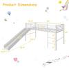 Giantex Twin Loft Bed with Slide, Metal Low Bunk Bed w/Safety Guardrails & Built-in Ladder, Toddler Bed Floor Frame for Boys & Girls, No Box Spring Needed (Black)(White)