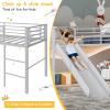 Giantex Twin Loft Bed with Slide, Metal Low Bunk Bed w/Safety Guardrails & Built-in Ladder, Toddler Bed Floor Frame for Boys & Girls, No Box Spring Needed (Black)(Silver)