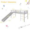 Giantex Twin Loft Bed with Slide, Metal Low Bunk Bed w/Safety Guardrails & Built-in Ladder, Toddler Bed Floor Frame for Boys & Girls, No Box Spring Needed (Black)(Silver)