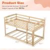 Giantex Twin Low Bunk Bed, Solid Wood Twin Over Twin Bunk Bed Frame with Full Guardrails & Integrated Ladder, Floor Twin Bunk Beds for Kids Boys and Girls, No Box Spring Needed, White(Natural)