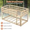 Giantex Twin Low Bunk Bed, Solid Wood Twin Over Twin Bunk Bed Frame with Full Guardrails & Integrated Ladder, Floor Twin Bunk Beds for Kids Boys and Girls, No Box Spring Needed, White(Natural)