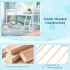 Giantex Twin Low Bunk Bed, Solid Wood Twin Over Twin Bunk Bed Frame with Full Guardrails & Integrated Ladder, Floor Twin Bunk Beds for Kids Boys and Girls, No Box Spring Needed, White(White)