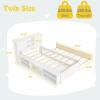 Giantex Twin Size Bed Frame with Trundle and Bookcase Headboard, Wooden Platform Bed w/Charging Station, 5 Cube Storage Shelves, Twin Bed Frames for Kids Teens Adults, No Box Spring Needed, White