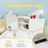 Giantex Twin Size Bed Frame with Trundle and Bookcase Headboard, Wooden Platform Bed w/Charging Station, 5 Cube Storage Shelves, Twin Bed Frames for Kids Teens Adults, No Box Spring Needed, White