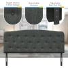 Giantex Upholstered Headboard, Button Tufted Headboard, Adjustable Height from 38’’ to 53’’ Platform, Full Size, Easy Assembly, Modern Fabric Furniture for Bedroom, Dark Grey