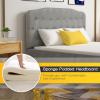 Giantex Upholstered Headboard, Button Tufted Headboard, Queen Size, Adjustable Height from 38’’ to 53’’ Platform, Easy Assembly, Modern Fabric Furniture for Bedroom, Light Grey