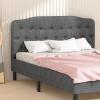 Giantex Upholstered Headboard, Button Tufted Headboard, Queen Size, Adjustable Height from 38’’ to 53’’ Platform, Easy Assembly, Modern Fabric Furniture for Bedroom, Dark Grey