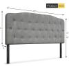 Giantex Upholstered Headboard, Button Tufted Headboard, Queen Size, Adjustable Height from 38’’ to 53’’ Platform, Easy Assembly, Modern Fabric Furniture for Bedroom, Light Grey