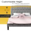 Giantex Upholstered Headboard, Button Tufted Headboard, Queen Size, Adjustable Height from 38’’ to 53’’ Platform, Easy Assembly, Modern Fabric Furniture for Bedroom, Light Grey