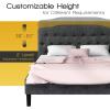 Giantex Upholstered Headboard, Button Tufted Headboard, Queen Size, Adjustable Height from 38’’ to 53’’ Platform, Easy Assembly, Modern Fabric Furniture for Bedroom, Dark Grey