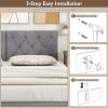 Giantex Upholstered Headboard for Twin/Twin XL Size Bed, Wall Mounted Twin Headboard Only, Modern Button Tufted Headboard for Dorm Bedroom, Attachment Device Included, Dorm Headboard, Beige(Gray)