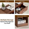 Giantex Walnut Nightstand, Farmhouse Bedside Table with Drawer and Open Storage Cabinet, Wood Night Stand, 2-Tier Sofa Side Table for Bedroom Office, Walnut(Walnut)