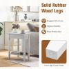 Giantex Wedge End Table White, Triangle Side Table with Storage Shelf and Solid Wood Legs, Recliner Table, 24.5″ Tall Nightstand, Modern Narrow Accent Table for Small Space Living Room(White)