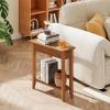 Giantex Wedge End Table White, Triangle Side Table with Storage Shelf and Solid Wood Legs, Recliner Table, 24.5″ Tall Nightstand, Modern Narrow Accent Table for Small Space Living Room(Walnut)