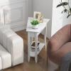 Giantex Wedge End Table White, Triangle Side Table with Storage Shelf and Solid Wood Legs, Recliner Table, 24.5″ Tall Nightstand, Modern Narrow Accent Table for Small Space Living Room(White)