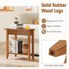 Giantex Wedge End Table White, Triangle Side Table with Storage Shelf and Solid Wood Legs, Recliner Table, 24.5″ Tall Nightstand, Modern Narrow Accent Table for Small Space Living Room(Walnut)