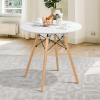 Giantex White Dining Table, 31.5″ D x 32″ H Round Dining Room Table with Solid Beech Wood Legs, Modern Kitchen Table with TSCA Certification for Small Places, White & Natural