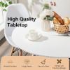 Giantex White Dining Table, 31.5″ D x 32″ H Round Dining Room Table with Solid Beech Wood Legs, Modern Kitchen Table with TSCA Certification for Small Places, White & Natural