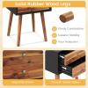 Giantex White Nightstand, Wooden Bedside Tables w/ 2 Storage Drawers & Soild Wood Legs, Practical End Side Table, Mid Century Modern Night Stand for Living Room Bedroom(Black & Walnut)