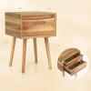 Giantex White Nightstand, Wooden Bedside Tables w/ 2 Storage Drawers & Soild Wood Legs, Practical End Side Table, Mid Century Modern Night Stand for Living Room Bedroom(Walnut)
