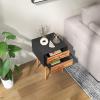 Giantex White Nightstand, Wooden Bedside Tables w/ 2 Storage Drawers & Soild Wood Legs, Practical End Side Table, Mid Century Modern Night Stand for Living Room Bedroom(Black & Walnut)