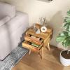 Giantex White Nightstand, Wooden Bedside Tables w/ 2 Storage Drawers & Soild Wood Legs, Practical End Side Table, Mid Century Modern Night Stand for Living Room Bedroom(Walnut)