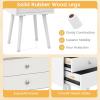 Giantex White Nightstand, Wooden Bedside Tables w/ 2 Storage Drawers & Soild Wood Legs, Practical End Side Table, Mid Century Modern Night Stand for Living Room Bedroom(White)