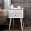 Giantex White Nightstand, Wooden Bedside Tables w/ 2 Storage Drawers & Soild Wood Legs, Practical End Side Table, Mid Century Modern Night Stand for Living Room Bedroom(White)