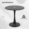 Giantex White Round Dining Table, 32-inches Modern Tulip Kitchen Table with 0.9” Thickened Tabletop & Sturdy Metal Pedestal, Mid-Century Leisure Table for Small Places, Dining Room, Living Room, Cafe(Black)