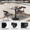 Giantex White Round Dining Table, 32-inches Modern Tulip Kitchen Table with 0.9” Thickened Tabletop & Sturdy Metal Pedestal, Mid-Century Leisure Table for Small Places, Dining Room, Living Room, Cafe(Black)