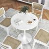 Giantex White Round Dining Table, 32-inches Modern Tulip Kitchen Table with 0.9” Thickened Tabletop & Sturdy Metal Pedestal, Mid-Century Leisure Table for Small Places, Dining Room, Living Room, Cafe(White)