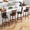 Giantex Wood Bar Stools Set of 2, 31″ Swivel Bar Height Barstools w/Back, Rubber Wood Frame, Padded Seat, Footrest, PVC Leather, Wooden Counter Bar Chairs for Kitchen Island, Restaurant, Espresso(2)