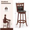Giantex Wood Bar Stools Set of 2, 31″ Swivel Bar Height Barstools w/Back, Rubber Wood Frame, Padded Seat, Footrest, PVC Leather, Wooden Counter Bar Chairs for Kitchen Island, Restaurant, Espresso(1)