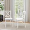 Giantex Wood Dining Chairs Set of 2, Armless Kitchen Chairs w/Rubber Wood Legs & Curved Backrest, Farmhouse Cross Back Diner Chairs, Wooden Side Chairs for Home Dining Room, Load 400 LBS, Black(White)